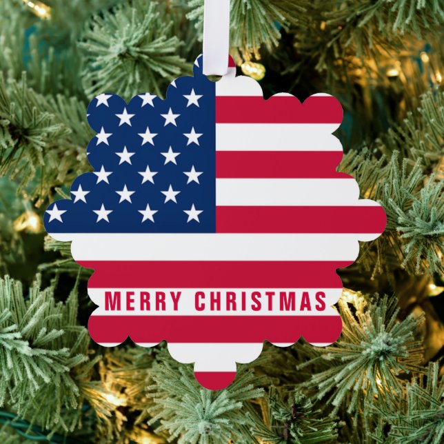 USA Drapeau Joyeux Noël Ornement Card (Insitu (Arbre))