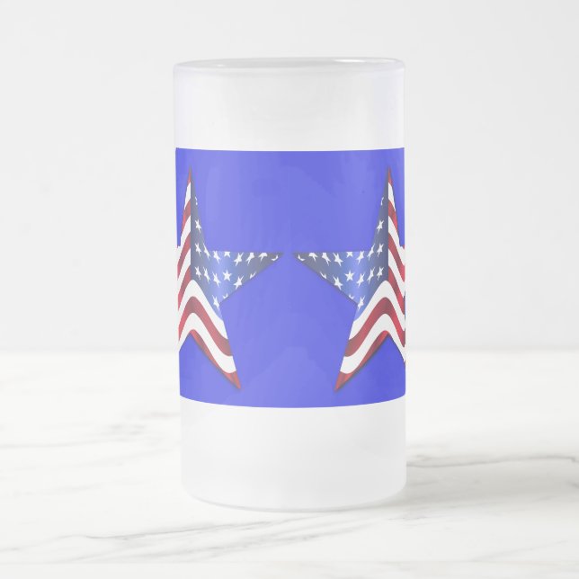 Usa Drapeau Star Frosted 16 oz de verre givré Mug (Centre)