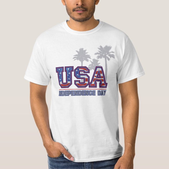 USA Fête de l'Indépendance aux palmiers T-shirts h (Devant)