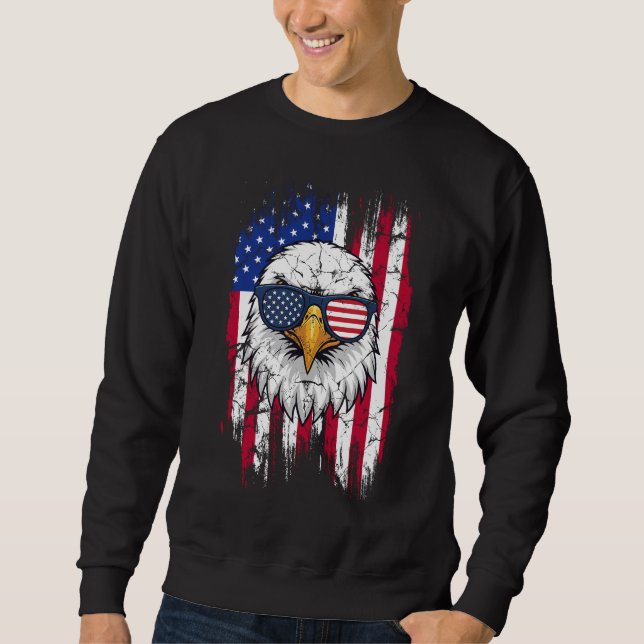 USA Flag And American Bald Eagle Sweatshirt  (Devant)