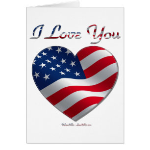 USA Flag Heart I Love You