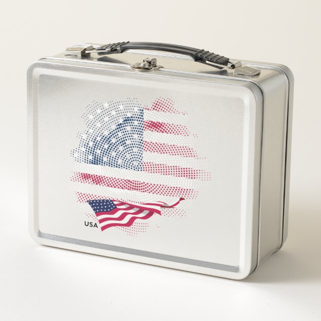 USA flag Metal Lunch Box (Devant)