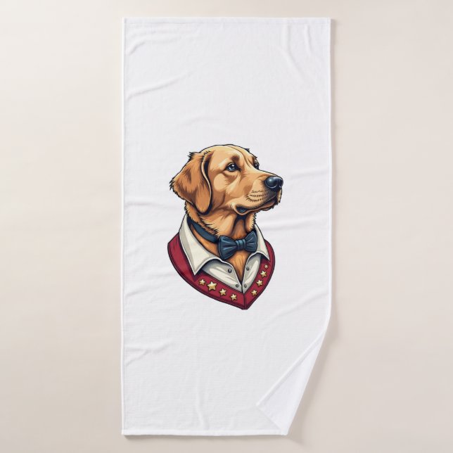 USA Golden Retriever Vintage Patriotic Dog Shirt (Serviette de bain)