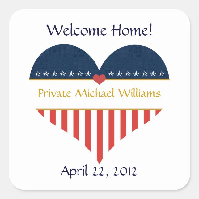 USA Heart Flag Welcome Home Stickers (Devant)