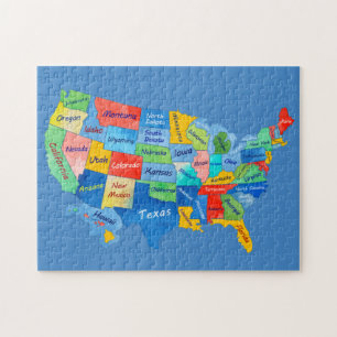 USA MAP aquarelle illustration puzzle puzzle