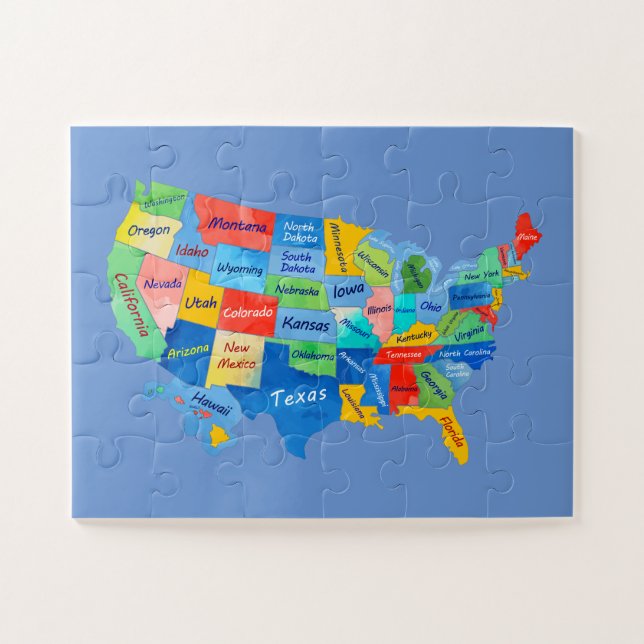 USA MAP aquarelle illustration puzzle puzzle (Horizontal)