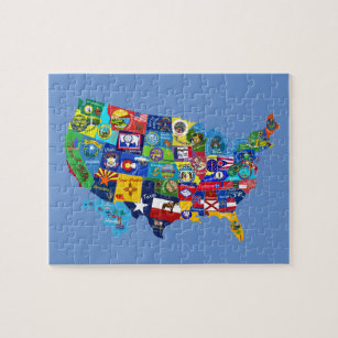 USA MAP avec drapeaux puzzle puzzle puzzle