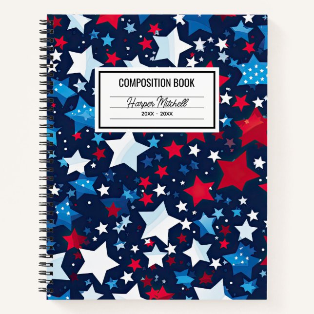 USA Patriotic Stars Composition Carnet (Devant)