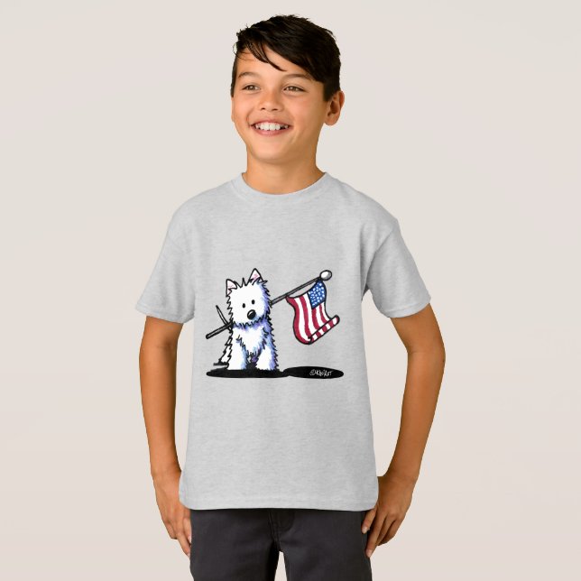 USA Patriotic Westie Terrier T-Shirt (Devant entier)