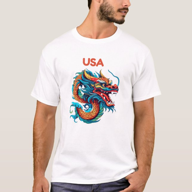 USA Power Dragon - Power Version T-shirt (Devant)