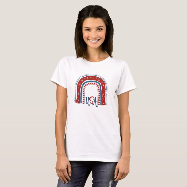 USA Rainbow Patriotic Fun Inspirivity T-Shirt (Devant entier)