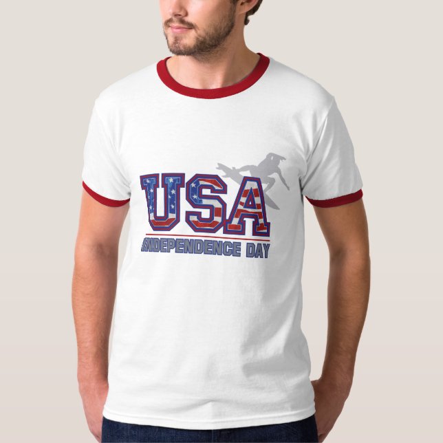 USA Surfer Independence Day T-Shirts hommes (Devant)