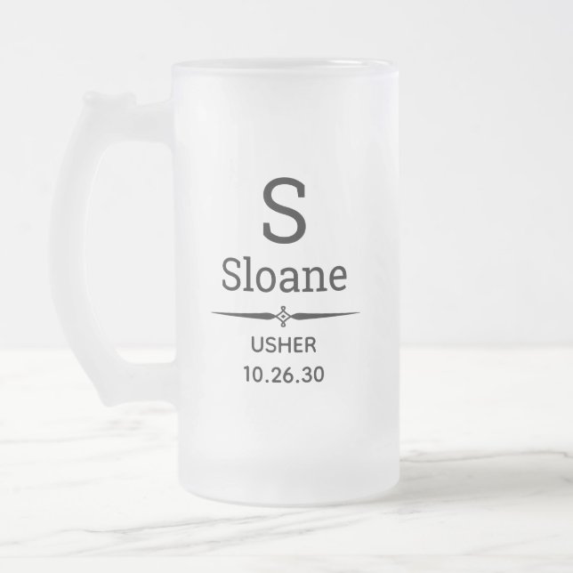 Usher Monogramme Vitrage Frosted Beer Mug (Gauche)