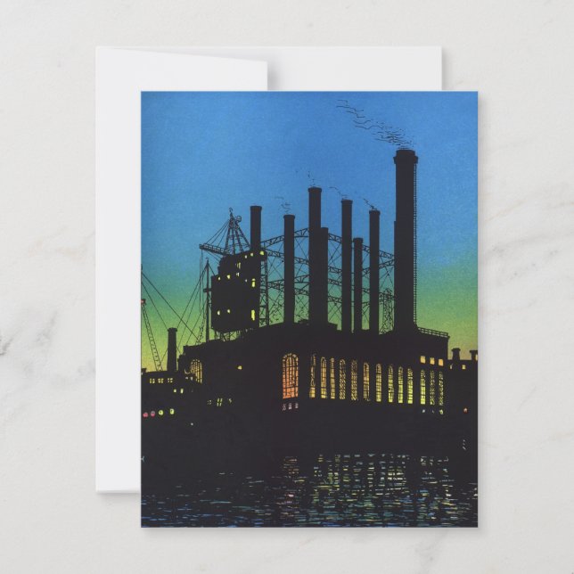 Usine de fabrication au coucher du soleil, Entrepr (Devant)