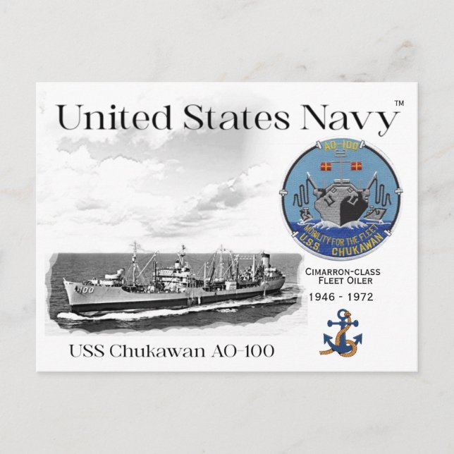 USS CHUKAWAN AO-100 FLEET OILER - CARTE POSTALE (Devant)