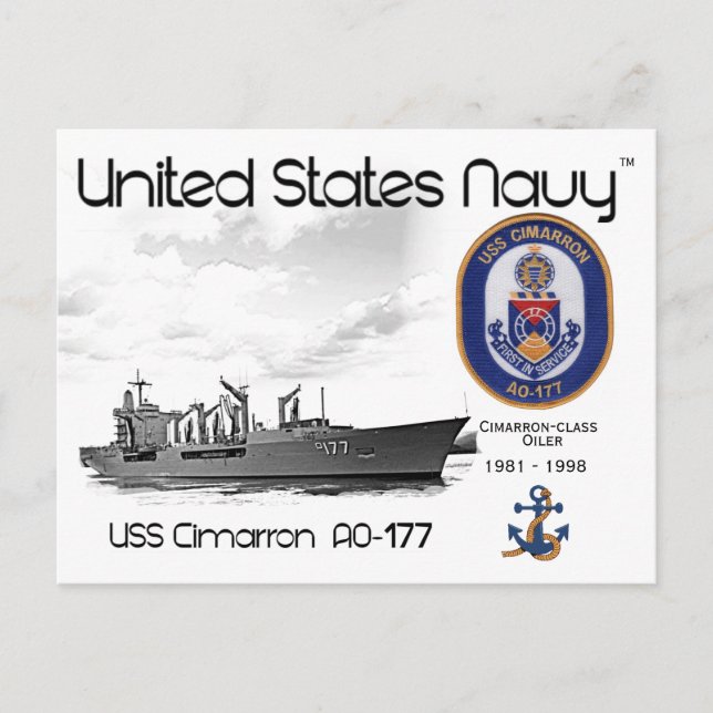 USS CIMARRON AO-177 OILER - CARTE POSTALE (Devant)