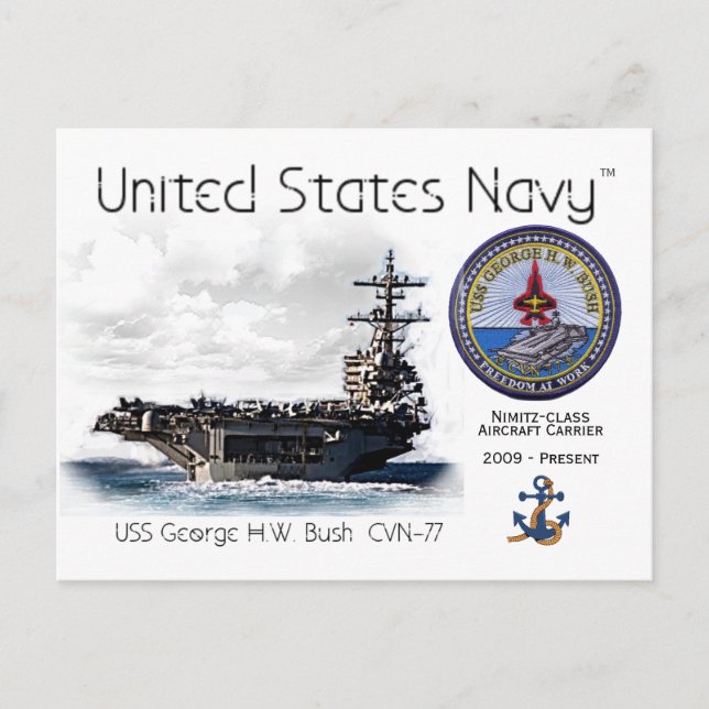 USS GEORGE H.W. BUSH AIRCRAFT TRANSPORTEUR - Carte (Devant)
