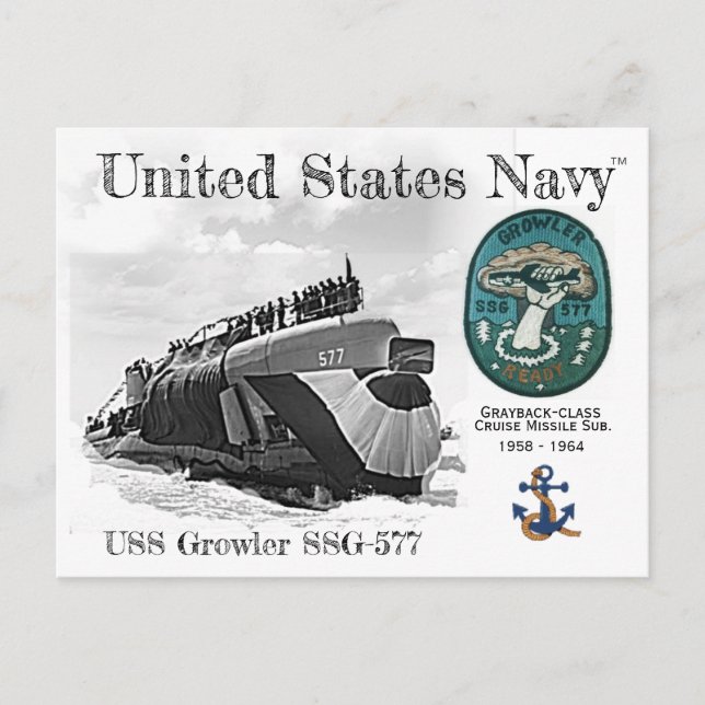 USS GROWLER SSG-577 SOUS-MARINE - CARTE POSTALE (Devant)