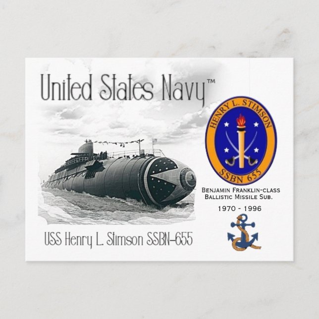USS HENRY L. STIMSON SSBN-655 - CARTE POSTALE (Devant)