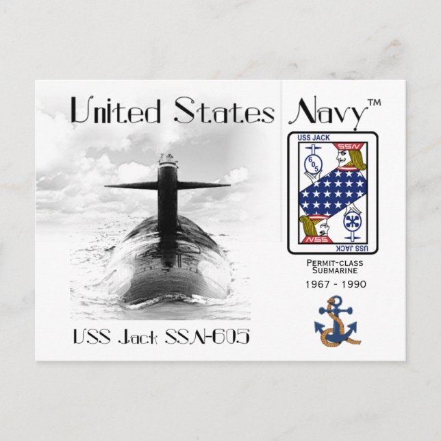 USS JACK SSN-605 SOUS-MARINE - CARTE POSTALE (Devant)