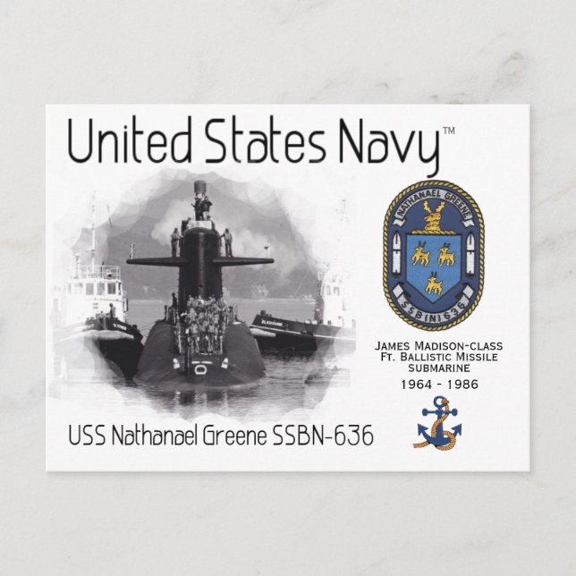 USS NATHANAEL GREENE SSBN-636 SOB - CARTE POSTALE (Devant)