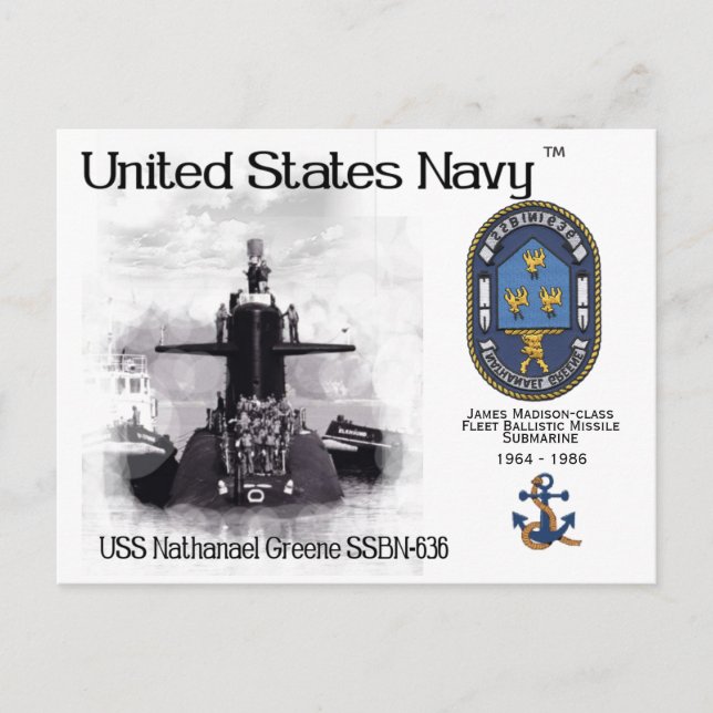 USS NATHANEAL GREENE SSBN-636 SOB. - CARTE POSTALE (Devant)