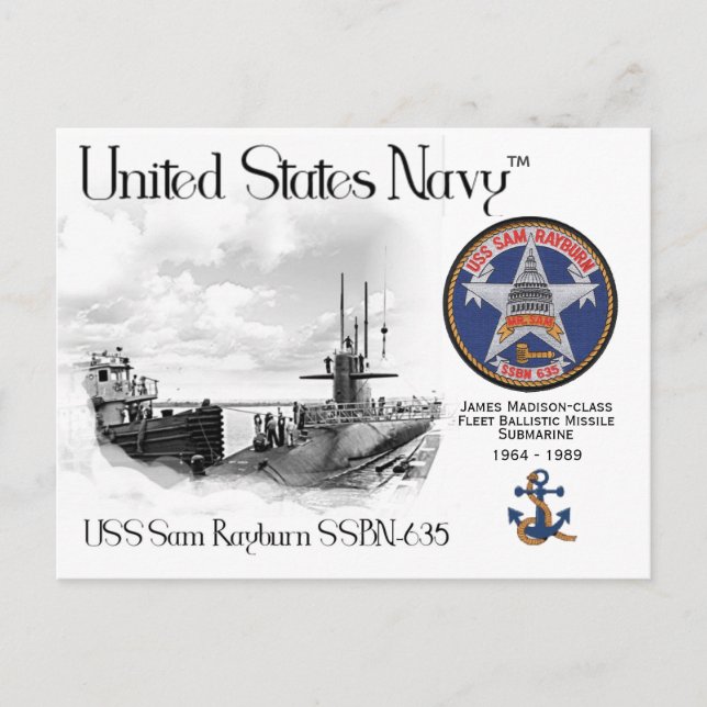 USS SAM RAYBURN SSBN-635 SOUS-MARINE - CARTE POSTA (Devant)