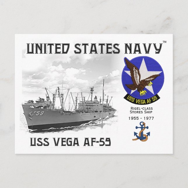 USS VEGA AF-59 STORE SHIP - CARTE POSTALE (Devant)