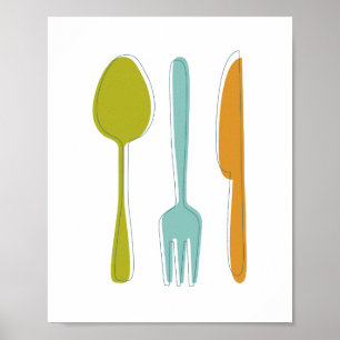 Ustensiles de cuisine colorés Art mural du milieu