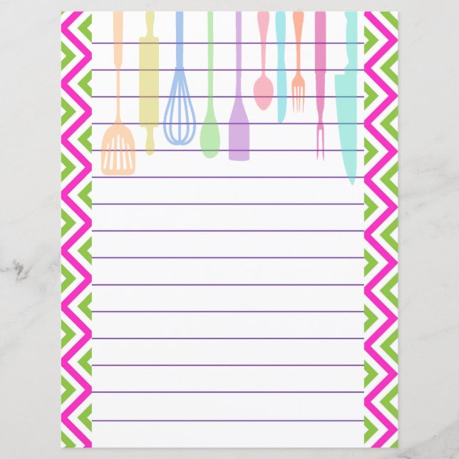 Ustensiles de cuisine rétro à chevron en zigzag (Devant)