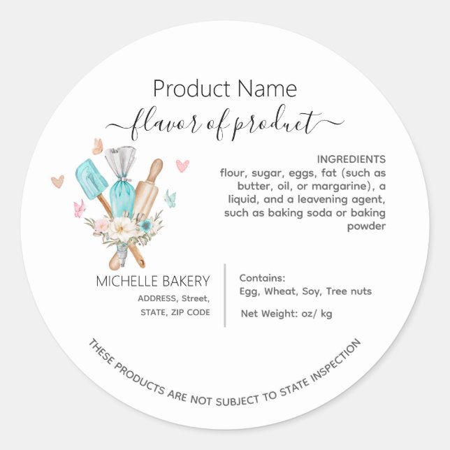 Ustensiles de cuisson à l'aquarelle étiquette de l (Devant)