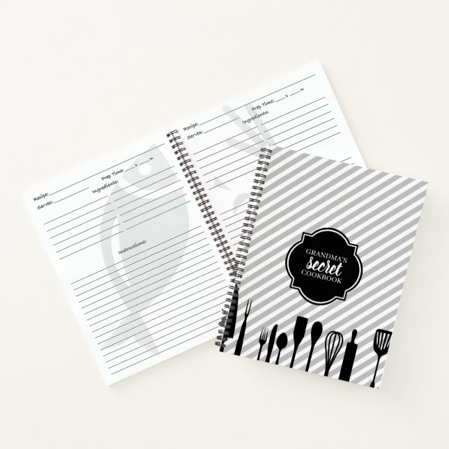 Ustensiles gris et blanc Carnet de recette personn (Intérieur)