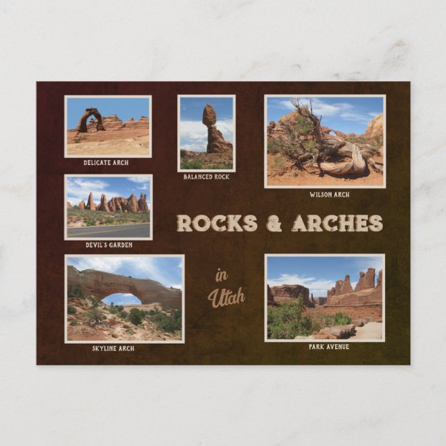 Utah : Carte postale de roches et d'arches (Devant)