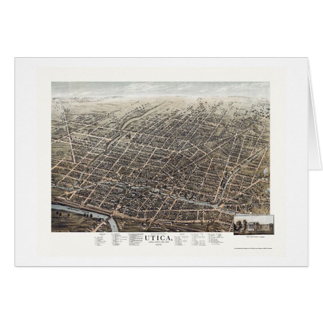 Utica, carte panoramique de NY - 1873 (Devant horizontal)