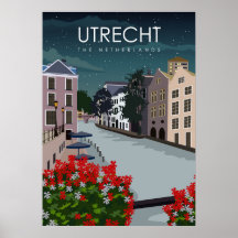 Utrecht Netherlands Vintage Minimal Travel Poster