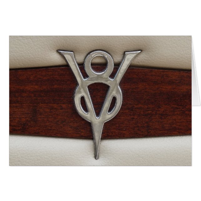V8 Chrome Emblème cuir et bois (Devant horizontal)