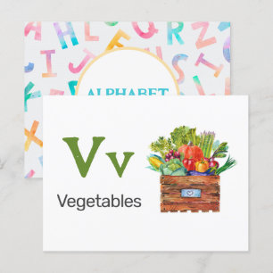 V est pour les légumes - Carte Flash Alphabet
