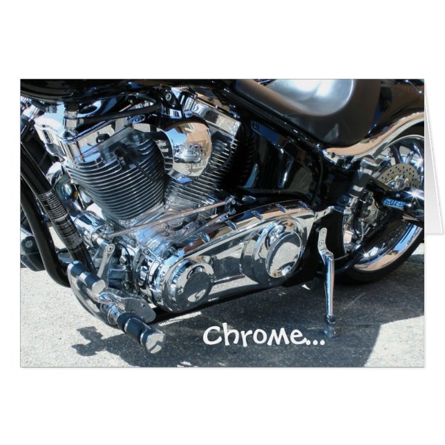 V-twin Motorcycle Chrome Moto Moteur Carte d'anniv (Devant horizontal)