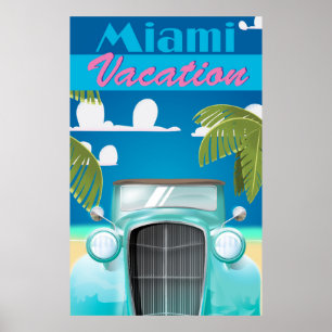 vacances à Miami Beach USA affiche de voyage vinta