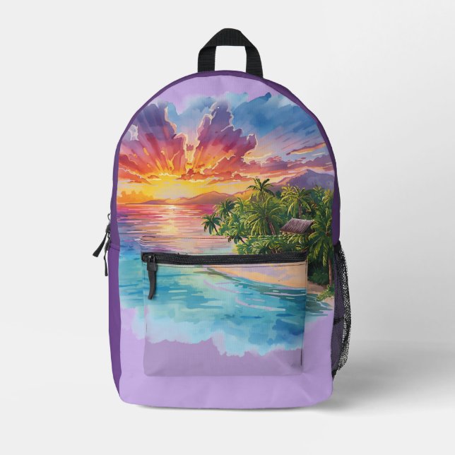 Vacances, Bonjour l'été, Imprimé plage Sac à dos (Recto)
