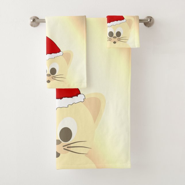 Vacances de Noël-Chat, Chapeau de Père Noël,Flocon (En situation)