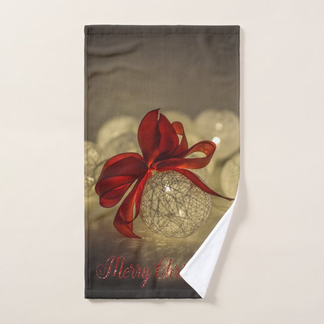 Vacances de Noël - Élégantes boules de Noël Ruban  (Serviette à main)