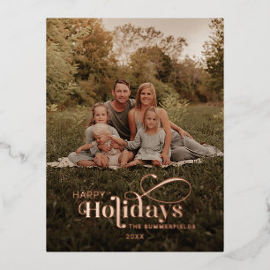 Vacances de Noël Famille Photo Rose Rustique Or