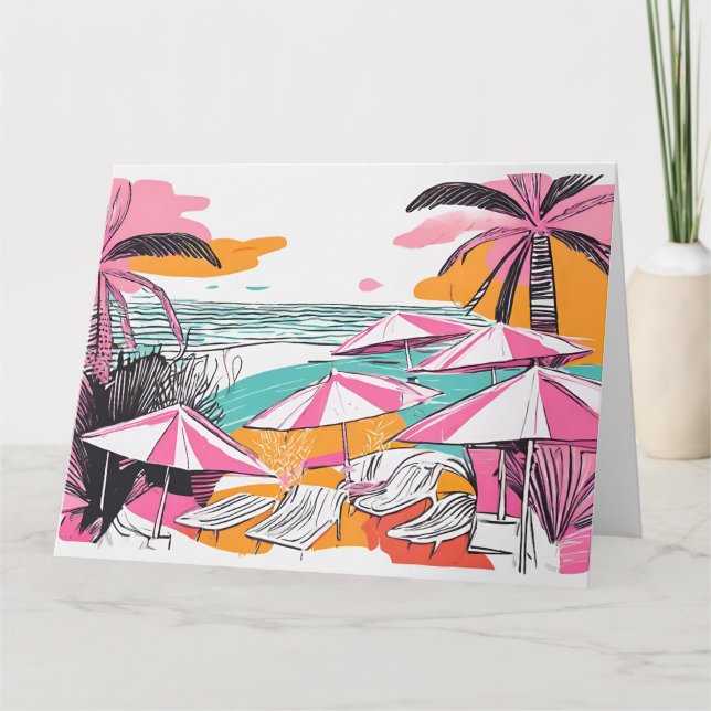 Vacances d'été Grande carte de voeux pliée (Devant)