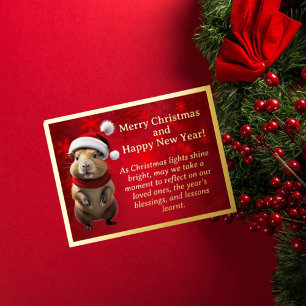 Vacances En Aluminium Capybara de Noël à Santa Hat Carte postale