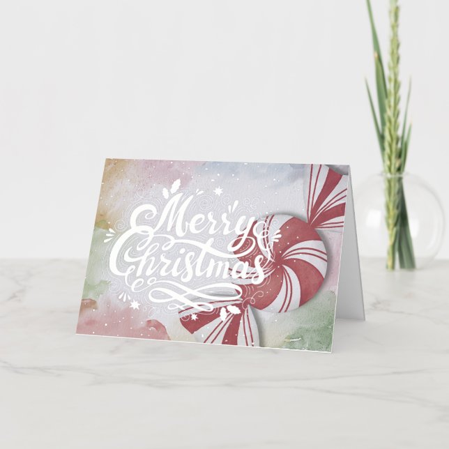 Vacances En Aluminium Carte de Noël Peppermenthe Candy Silver Foil (Recto)