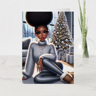 Vacances En Aluminium Carte de voeux de Noël afro-américaine