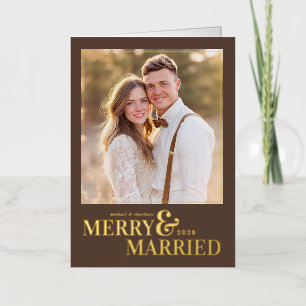 Vacances En Aluminium Carte de vœux photo de Noël "Merry and Married Chr