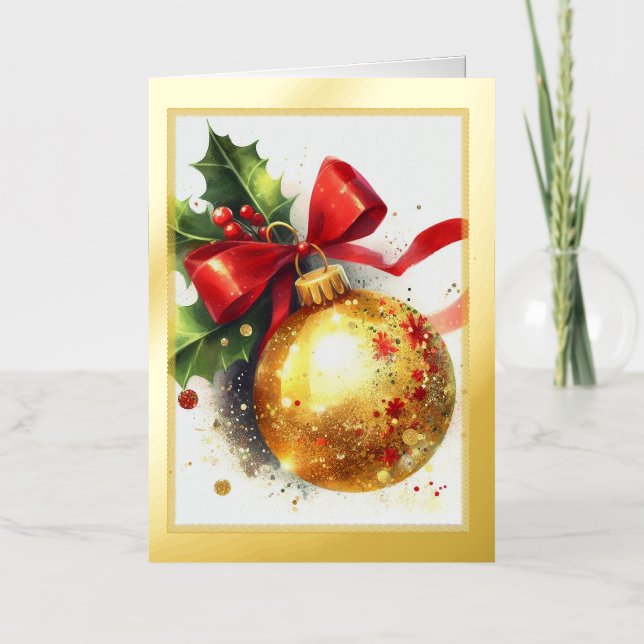 Vacances En Aluminium Carte d'ornement de Noël Gold Foil (Recto)