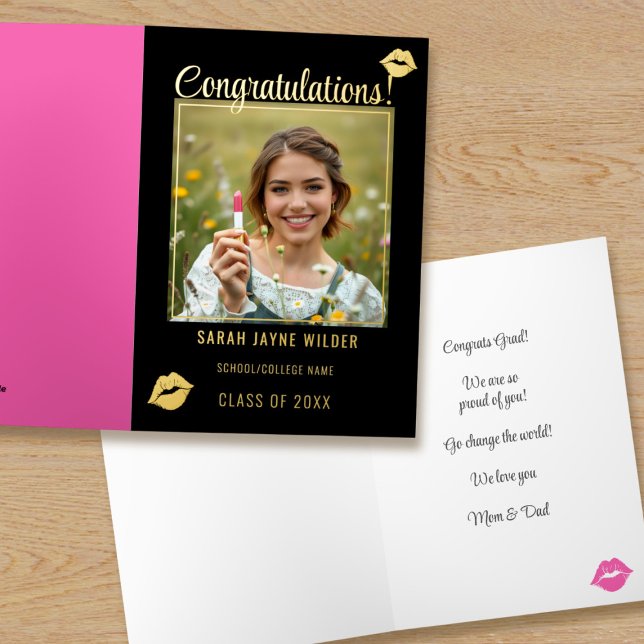 Vacances En Aluminium Carte Félicitations aux diplômés de la photo Foil (Congratulations Graduate! Just add their photo and details to this real foil card)